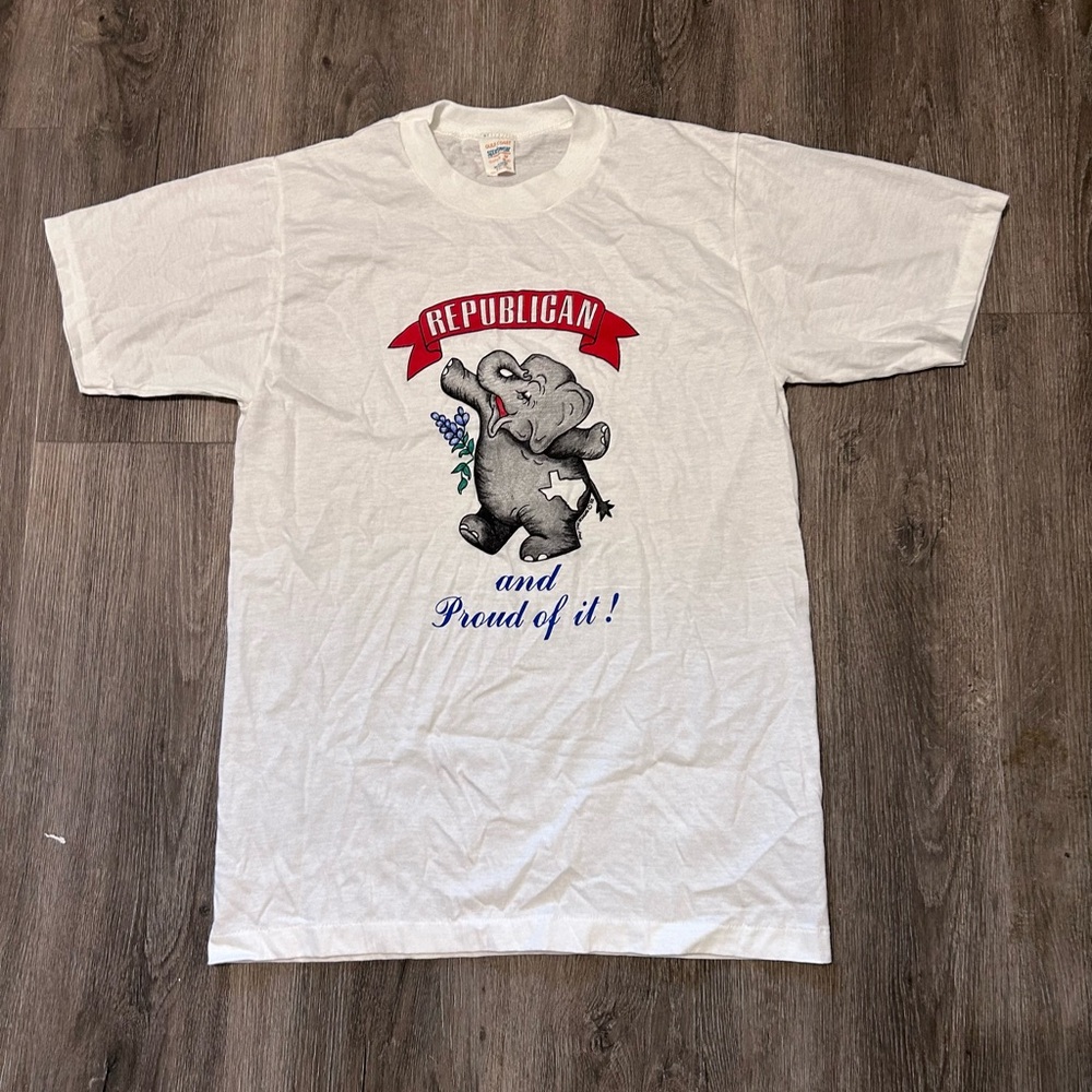 Vntg 80’s 1982 Texas Republican Political Tee Sz Medium Single Stitch Poly Tick
